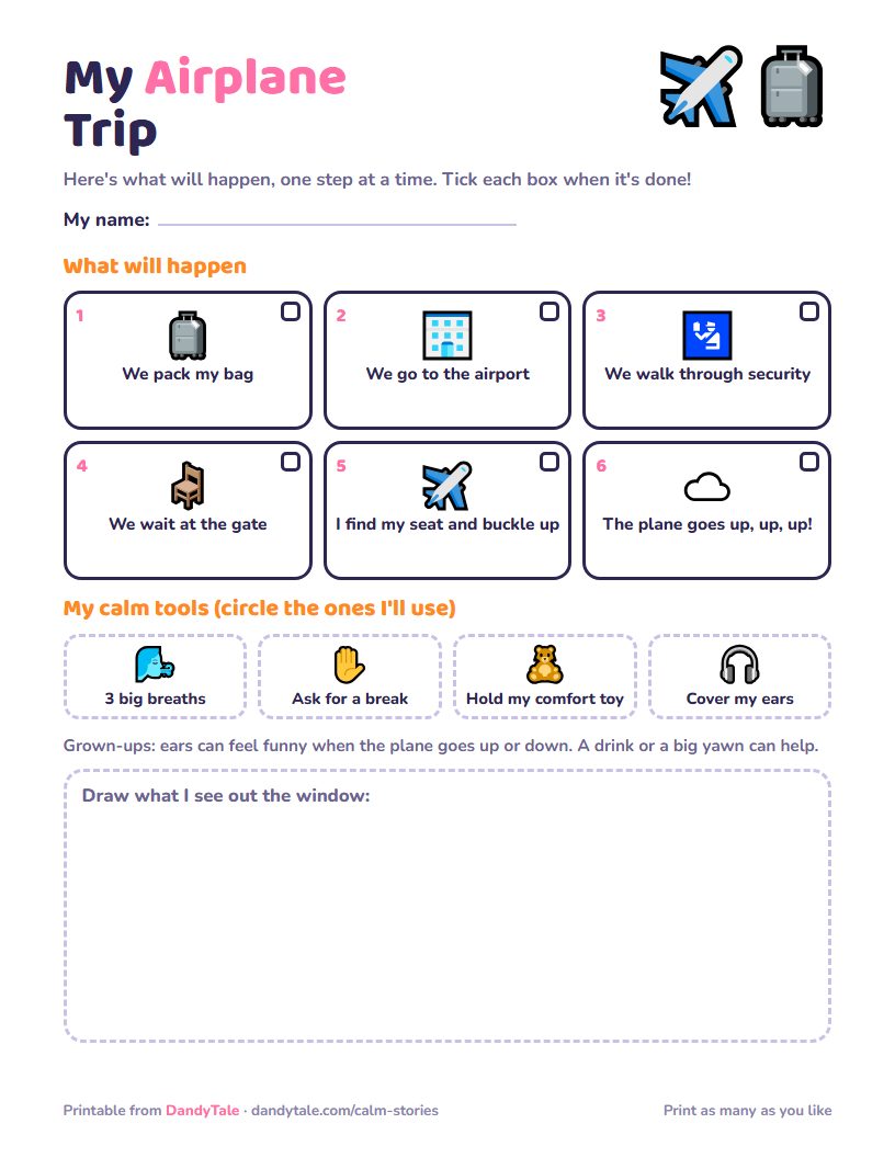 Preview of the printable "My Airplane Trip"