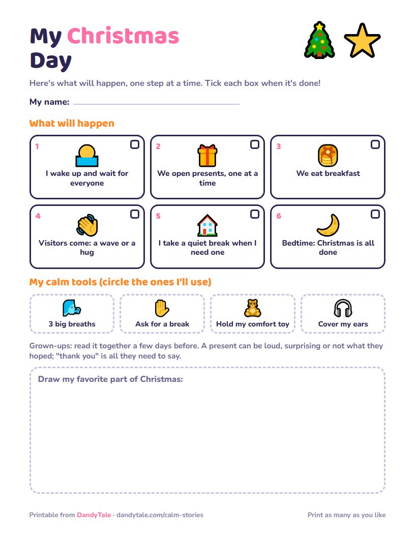 Preview of the printable "My Christmas Day"