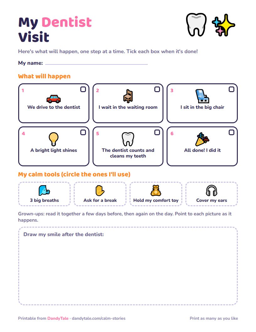 Preview of the printable "My Dentist Visit"