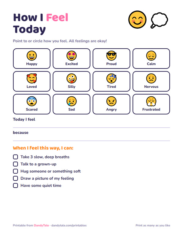 Preview of the "How I Feel Today" printable