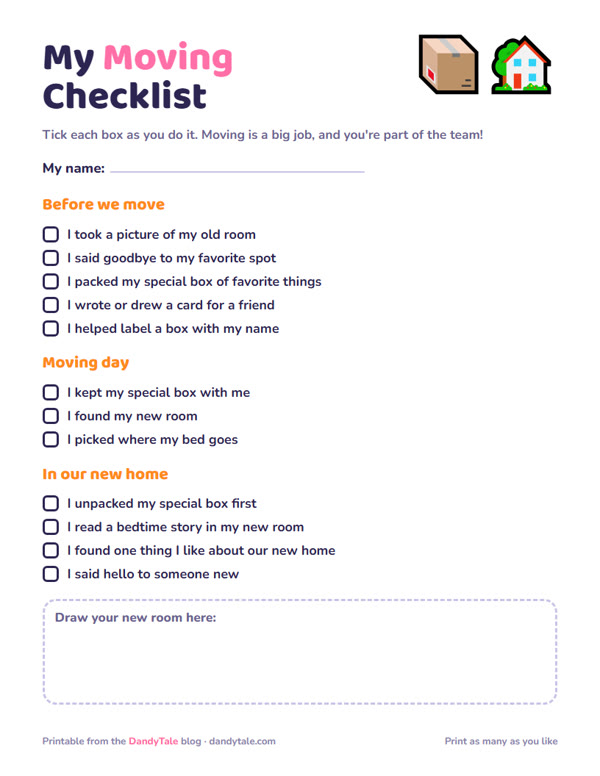 Preview of the printable "My Moving Checklist (for kids)"