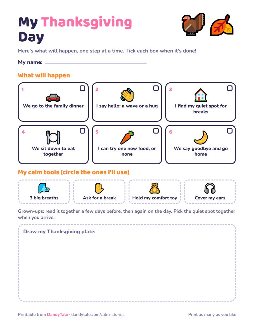 Preview of the printable "My Thanksgiving Day"